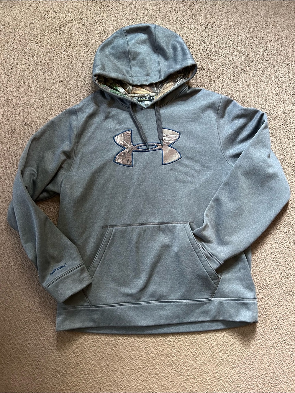 Gray XL Under Armor Mens Hoodie Sweatshirt Camo Logo
